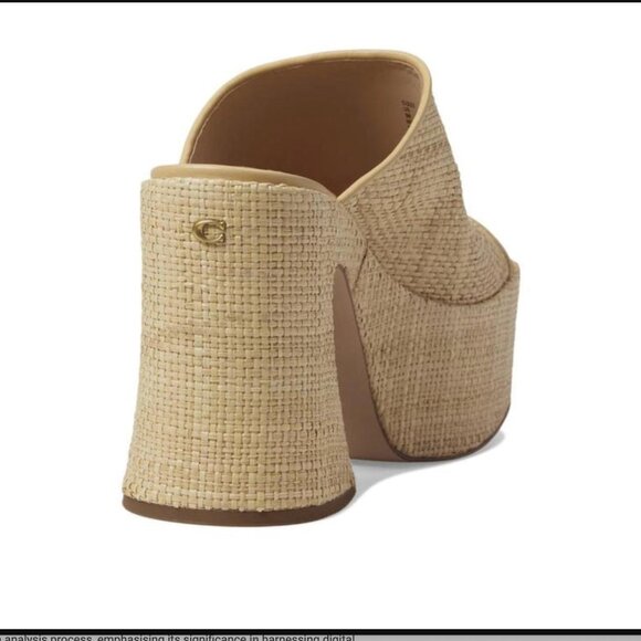 COACH Bobi Woven Tan Straw Platform Mule Slip-On Sandal women 11 - Picture 5 of 6